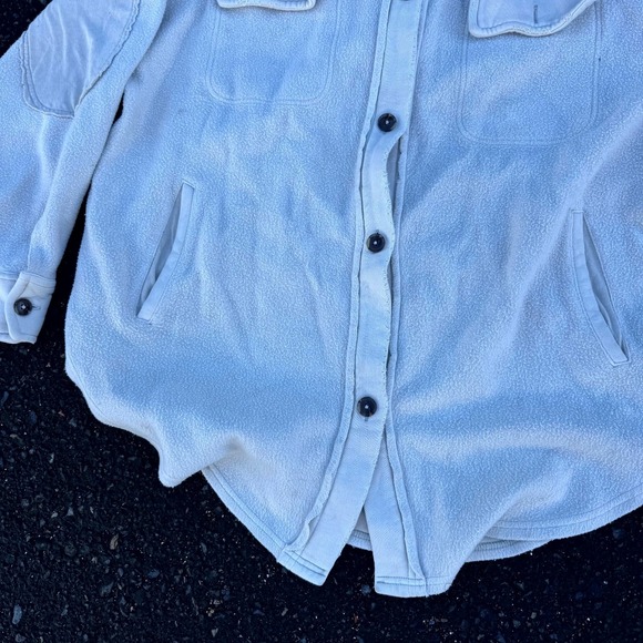 Free People Ruby Oversized Fleece Shirt Jacket Shacket Light White Cozy Sz Large - Picture 5 of 10